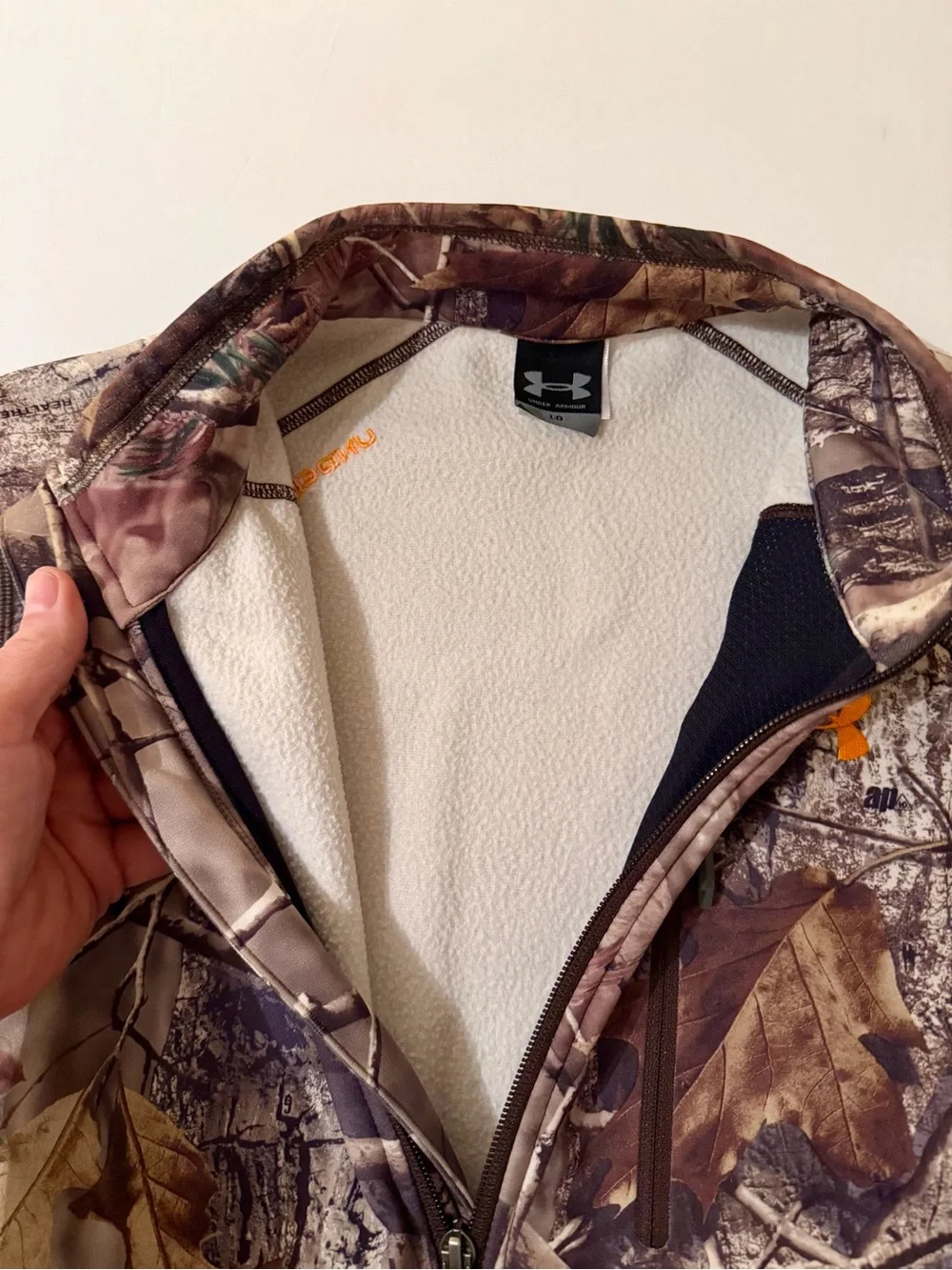 Under Armour Vest Mens L Brown Camo ColdGear Fleece Lined Realtree Hunting
